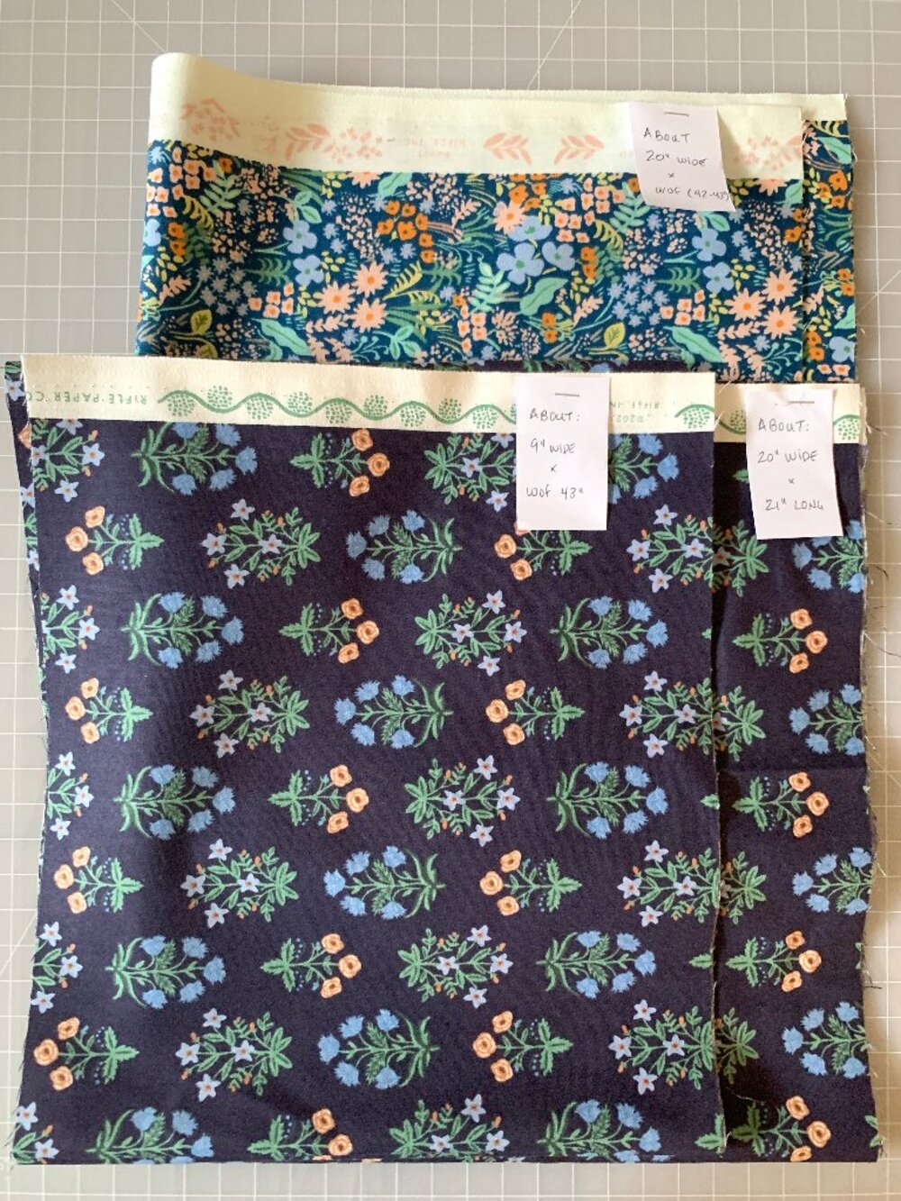 Bundle of Rifle Paper Co Fabric - Green & Blue